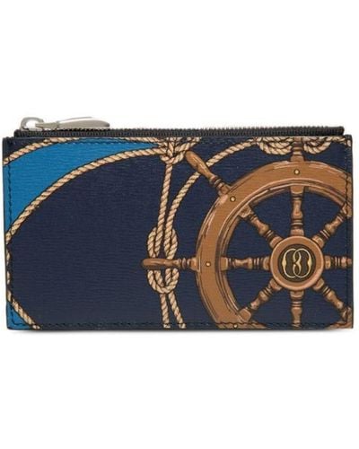 Bally Rope-print Leather Cardholder - Blue