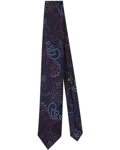 Etro Paisley-jacquard Silk Tie - Blue