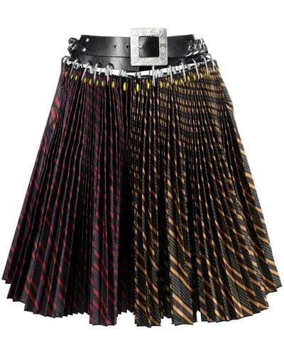 Chopova Lowena Carabiner-detail Striped Pleated Midi Skirt - Black