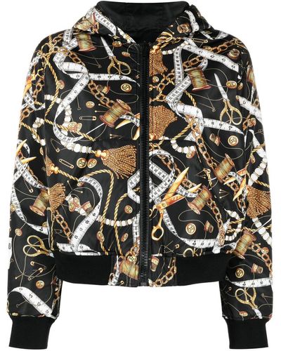 Moschino Sewing-print Hooded Jacket - Black
