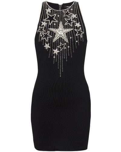 Balmain Falling Stars Embroidered Minidress - Black