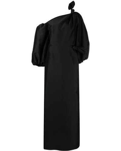 BERNADETTE Puff-sleeve Asymmetric Long Dress - Black