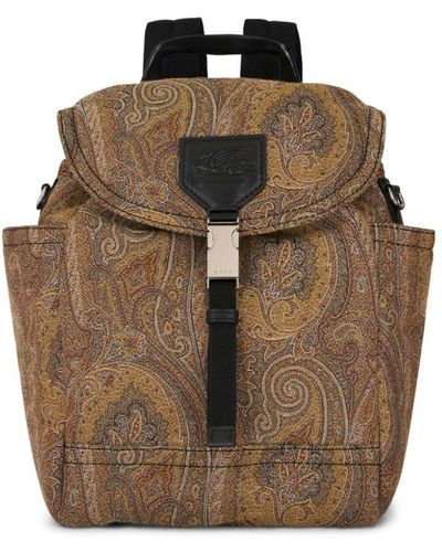 Etro Sac à dos à imprimé cachemire - Marron