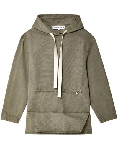 JW Anderson Garment-dyed Cotton Hoodie - Green