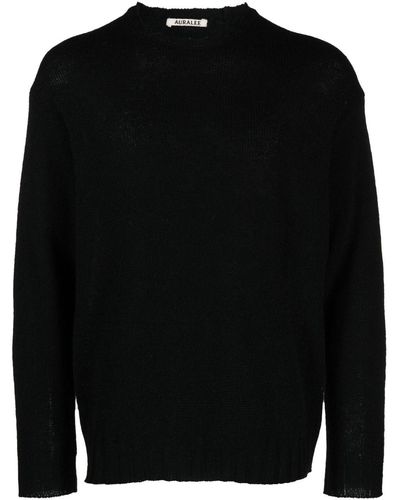 AURALEE Crew-neck Wool-cashmere Blend Sweater - Black