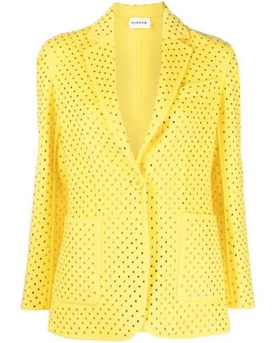 P.A.R.O.S.H. Rhinestone-embellished Wool Blazer - Yellow