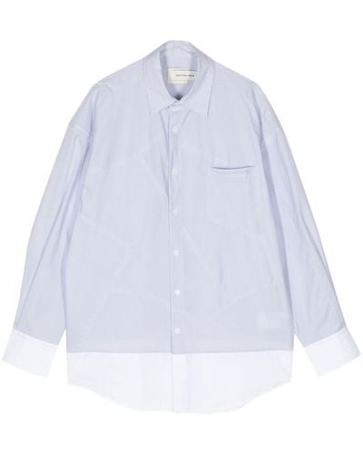 Feng Chen Wang Logo-embroidered Patchwork Shirt - White