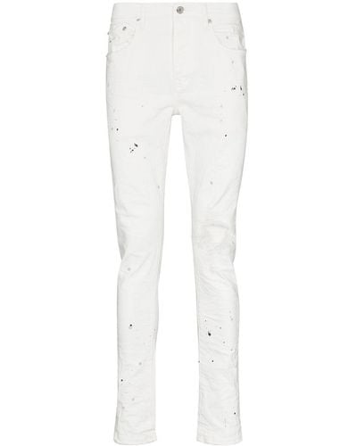 Purple Brand P001 Paint Blowout Skinny Jeans - White