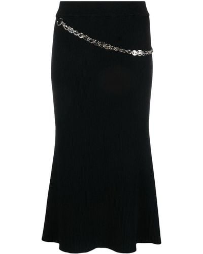 Rabanne Chain-detail Ribbed-knit Skirt - Black