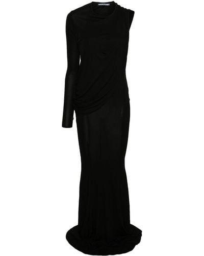 ANDREADAMO Asymmetric Draped Maxi Dress - Black