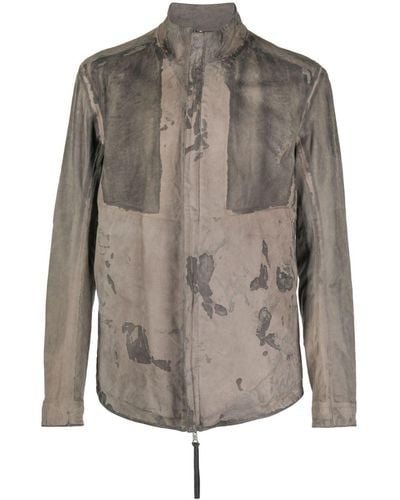 Boris Bidjan Saberi Reversible High-neck Leather Jacket - Grey