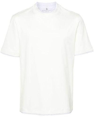 Brunello Cucinelli T-shirt con design a strati - Bianco