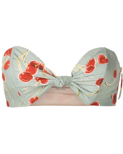 Adriana Degreas Cherry-print Strapless Crop Top - Blue