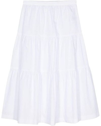Patrizia Pepe Poplin Midi Skirt - White