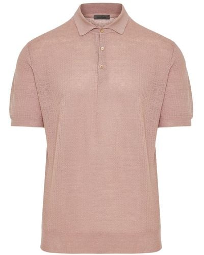Corneliani Textured-finish Cotton Polo Shirt - Pink