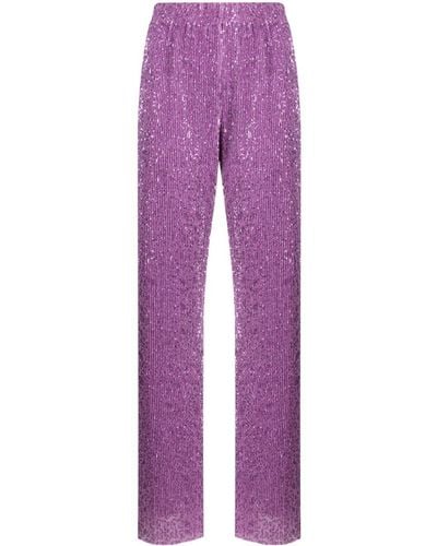 Stine Goya Markus Metallic-threading Straight-leg Pants - Purple