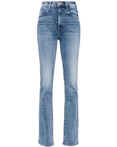 Mother Hustler Sneak High Waist Jeans Met Toelopende Pijpen - Blauw