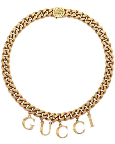 Gucci Collar de cadena con letras del logo - Metálico