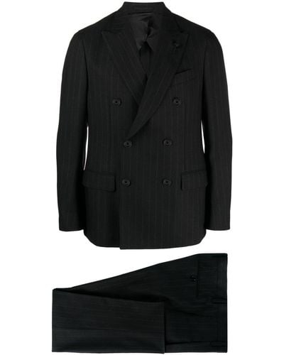 Lardini Pinstripe-pattern Double-breasted Suit - Black
