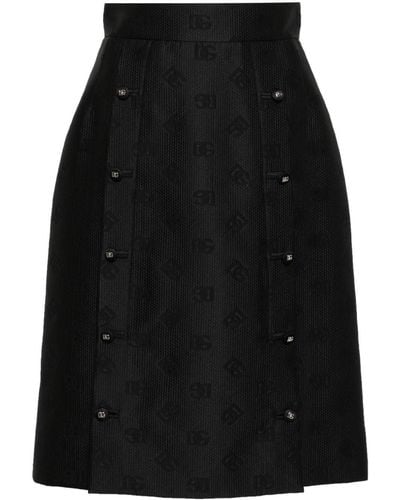 Dolce & Gabbana Jupe à logo en jacquard - Noir