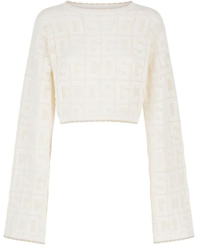 Gcds Monogram Macramé Top - White