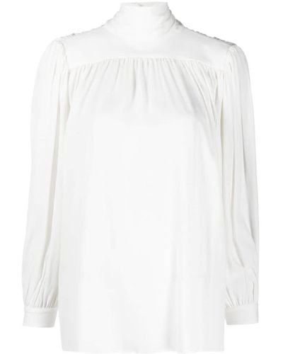 N°21 Bow-fastening Crepe Top - White
