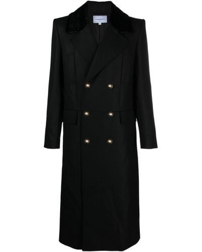 Casablancabrand Double-breasted Wool Coat - Black