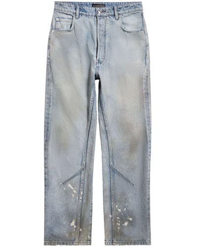 Balenciaga Distressed Straight-leg Jeans - Blue
