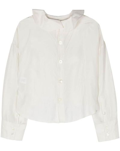 Jejia Nora cropped silk blouse - Blanco