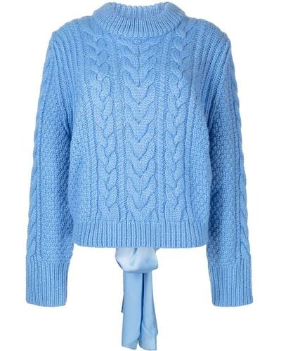 Cecilie Bahnsen Cable Knit Tied Detail Sweater - Blue