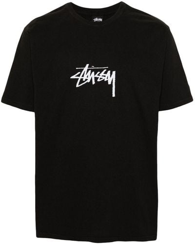 Stussy T-Shirt mit Logo-Print - Schwarz