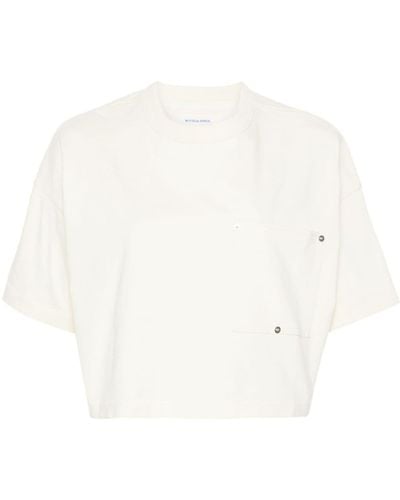 Bottega Veneta Decorative-stitching cropped T-shirt - Weiß