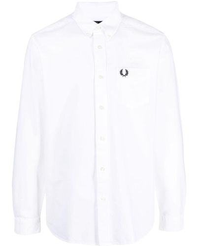 Fred Perry Camisa con logo bordado - Blanco