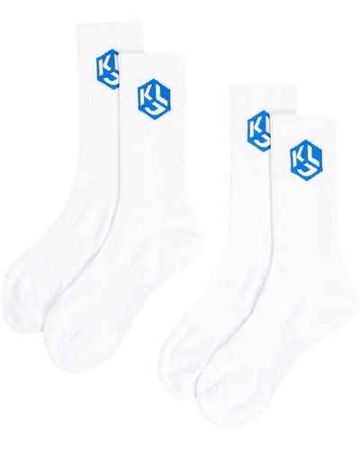 Karl Lagerfeld Logo-jacquard Socks (pack Of Two) - Blue