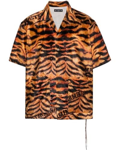 Mastermind Japan Tiger-print Velvet-finish Shirt - Brown