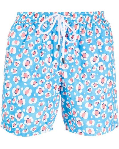 Barba Napoli Floral-print Swim Shorts - Blue