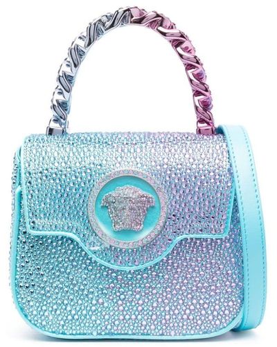 Versace La Medusa Mini-Tasche mit Kristallen - Blau