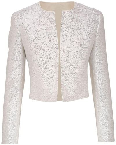 Akris Cropped Sequined Jacket - White