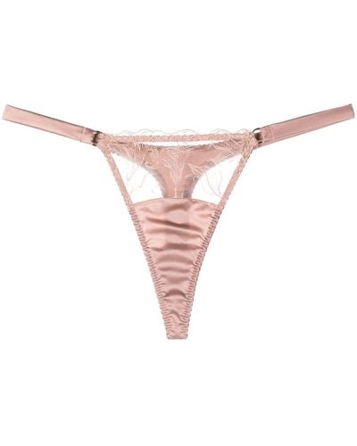 Fleur Of England Lilian Lace-panel Thong - Pink
