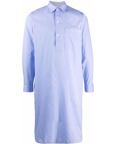 Tekla Organic Cotton Pajamas Shirt - Blue