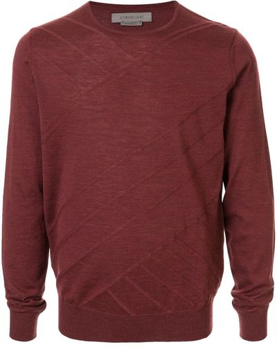 Corneliani Multi-line Detail Fine Knit Sweater - Red