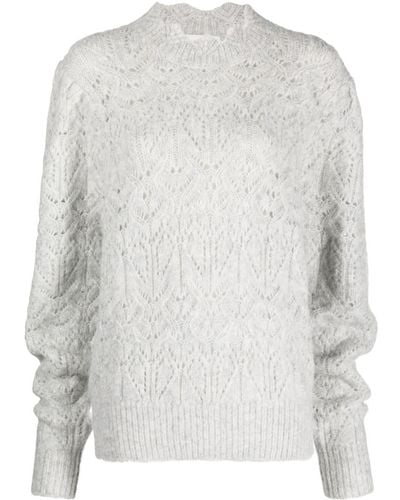 Isabel Marant Galini Puff-sleeved Knitted Jumper - White