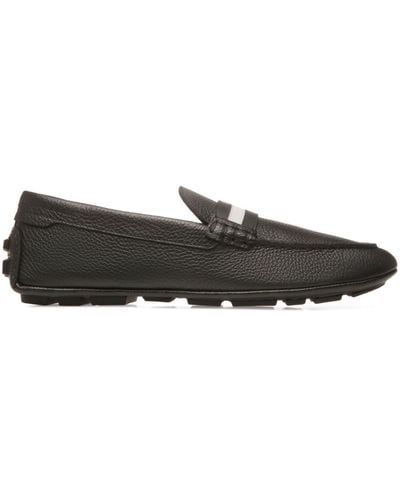 Bally Karlos Pebbled Leather Loafers - Gray