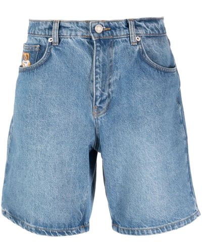 Moschino Short en jean à motif ourson - Bleu