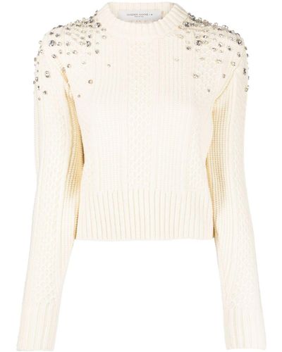 Golden Goose Crystal-embellished Virgin Wool Jumper - Natural