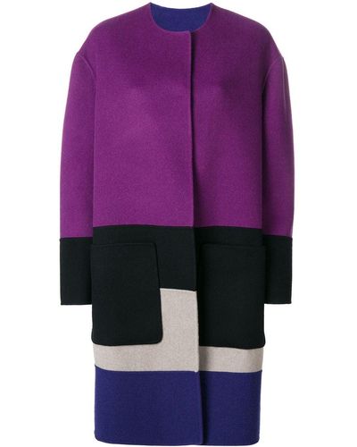 Bottega Veneta Reversible Color Block Coat - Purple