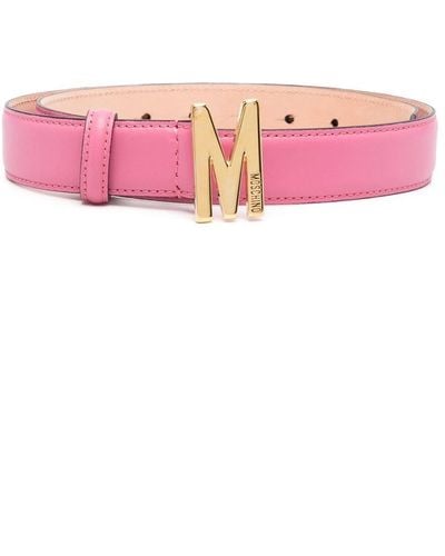 Moschino M Logo-plaque Belt - Pink