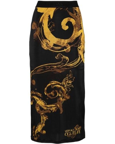 Versace Jupe taille-haute à imprimé baroque - Noir