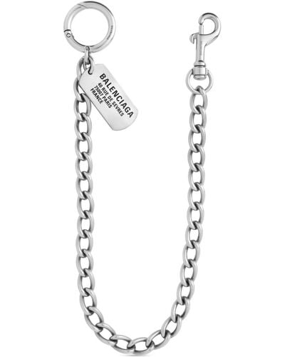 Balenciaga Logo-engraved Chain-link Detailing Keyring - White