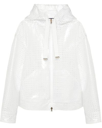 Herno Coated Pattern-lace Hooded Jacket - White